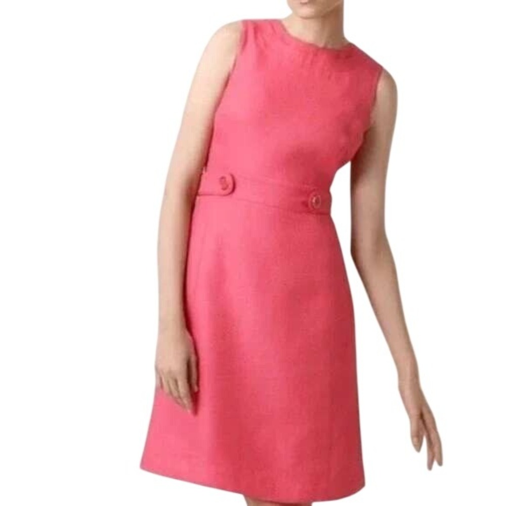 Tory Burch Pink Linen Silk Basketweave Sleeveless Shift Dress 33081446 Size 4